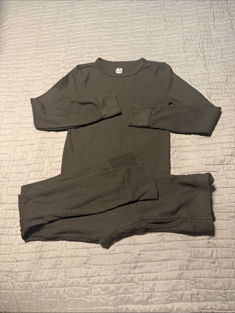Fruit of the Loom Kids Thermal Pajama Set - Charcoal Gray